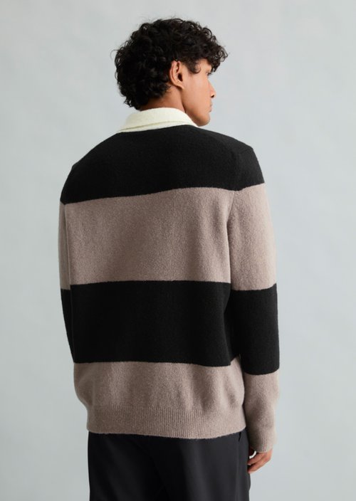 Regular-Fit Polo-Style Sweater — Dark Beige