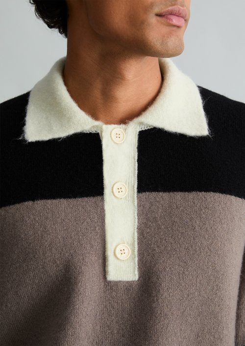 Regular-Fit Polo-Style Sweater — Dark Beige