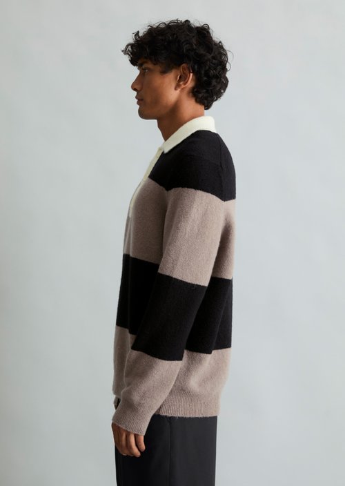 Regular-Fit Polo-Style Sweater — Dark Beige