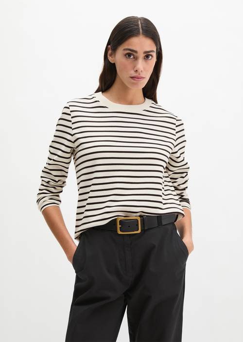 Camiseta de rayas relajada White en vista frontal