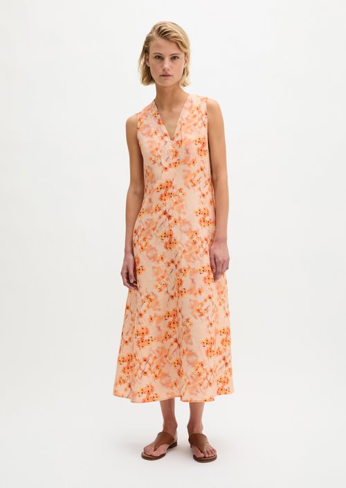 Linen dress shaped — Medium Orange