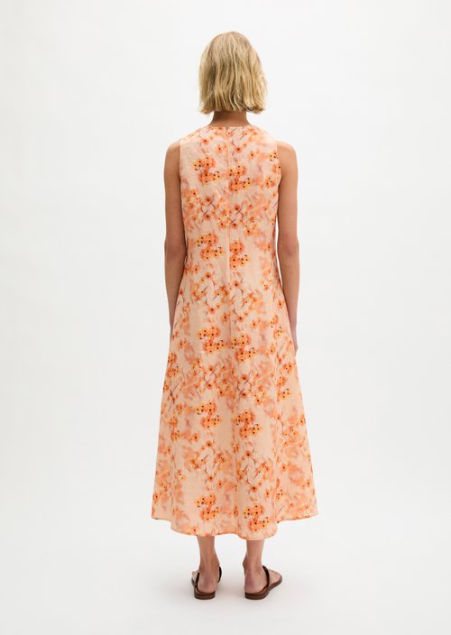 Linen dress shaped — Medium Orange