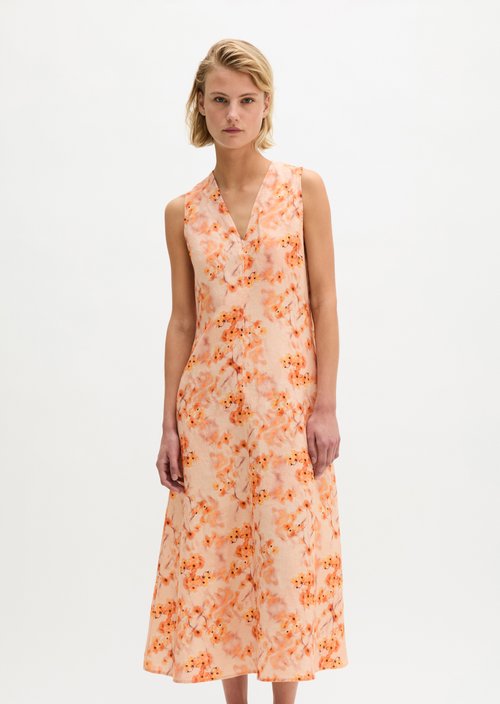 Linen dress shaped — Medium Orange