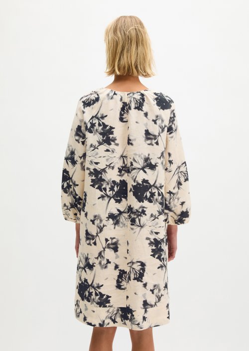 Short linen dress A-shape — Offwhite