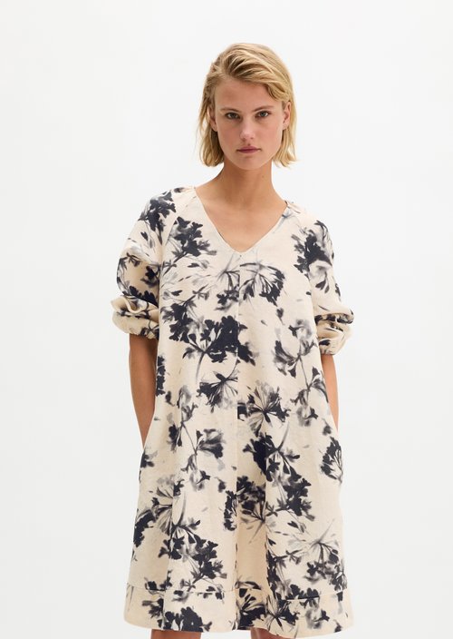 Short linen dress A-shape — Offwhite