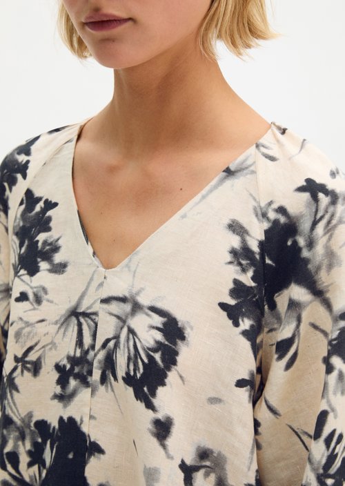 Short linen dress A-shape — Offwhite