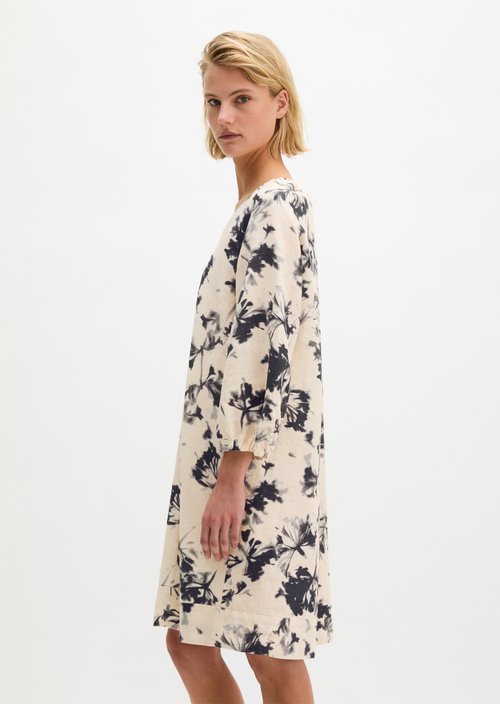Short linen dress A-shape — Offwhite