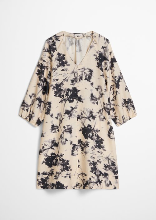 Short linen dress A-shape — Offwhite