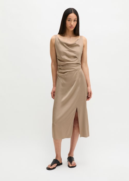 Marc O'Polo Satijnen jurk regular, Dames, beige, 36, 96% Viscose, 4% Elasthaan