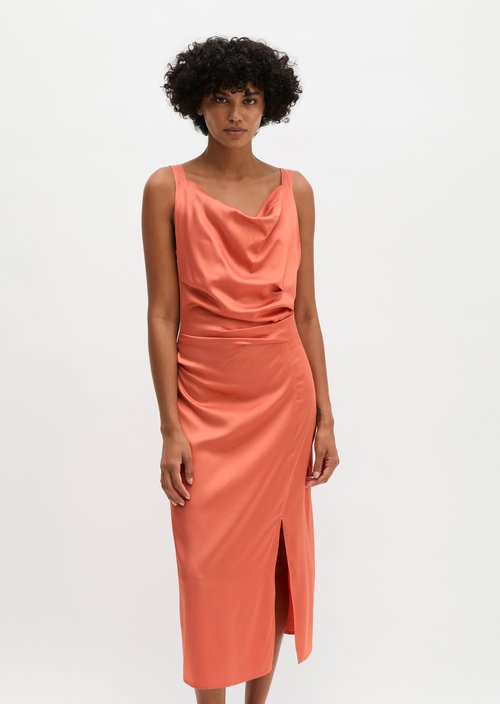 Satin dress regular — Warm Orange