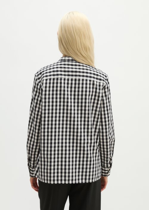 Checkered Blouse, Regular Fit — Black
