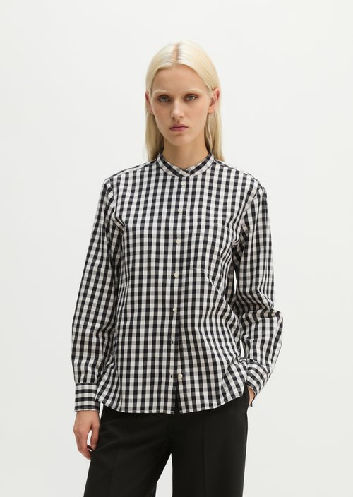 Checkered Blouse, Regular Fit — Black