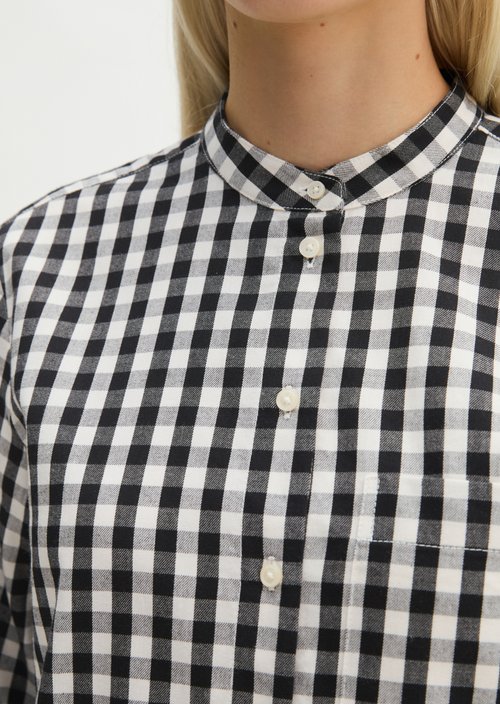 Checkered Blouse, Regular Fit — Black