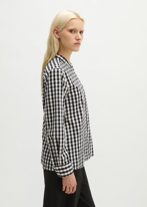Checkered Blouse, Regular Fit — Black