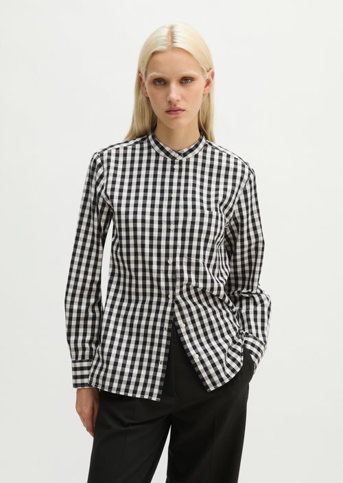 Checkered Blouse, Regular Fit — Black