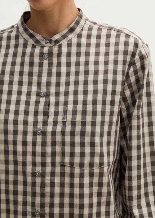 Karierte Bluse regular Dark Brown in Detailansicht