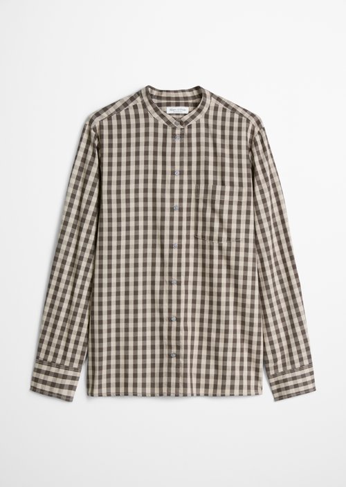 Checkered Blouse, Regular Fit — Dark Brown