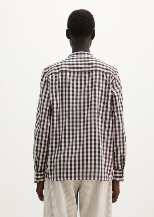 Checkered Blouse, Regular Fit — Dark Brown