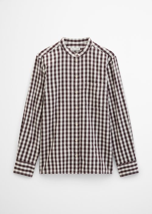 Checkered Blouse, Regular Fit — Dark Brown
