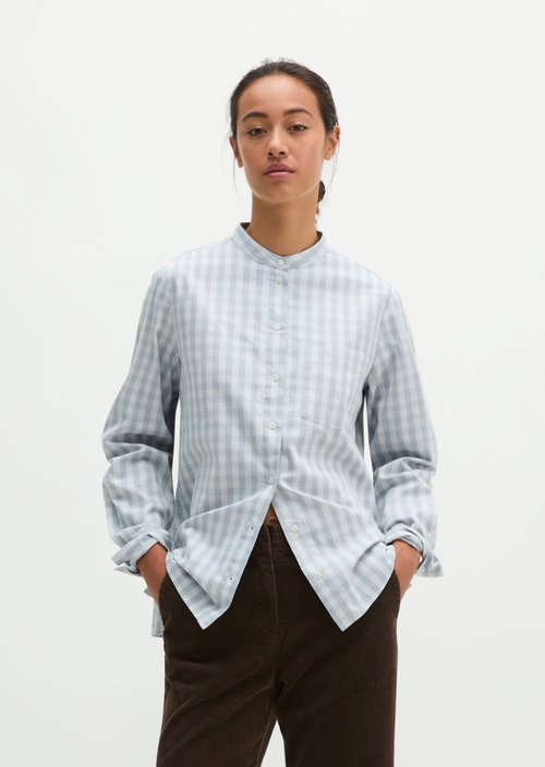 Checkered Blouse, Regular Fit — Bright Blue