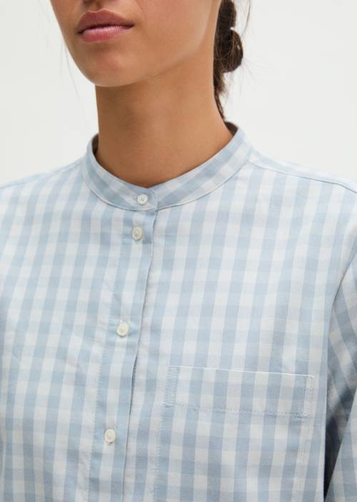 Karierte Bluse regular Bright Blue in Detailansicht