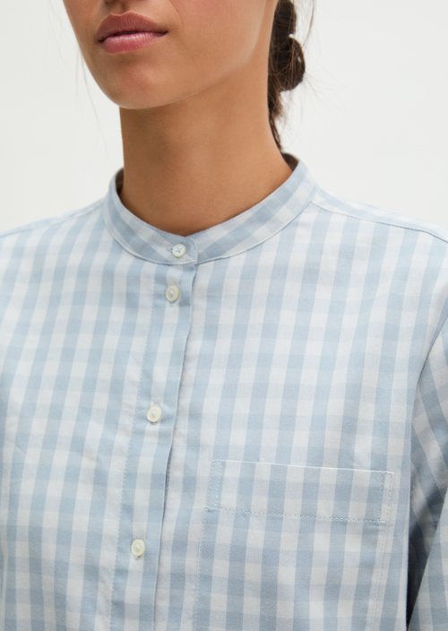 Checkered Blouse, Regular Fit — Bright Blue