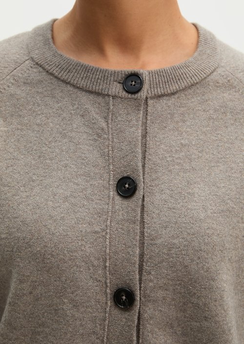 Relaxed Cardigan — Stone Taupe Melange