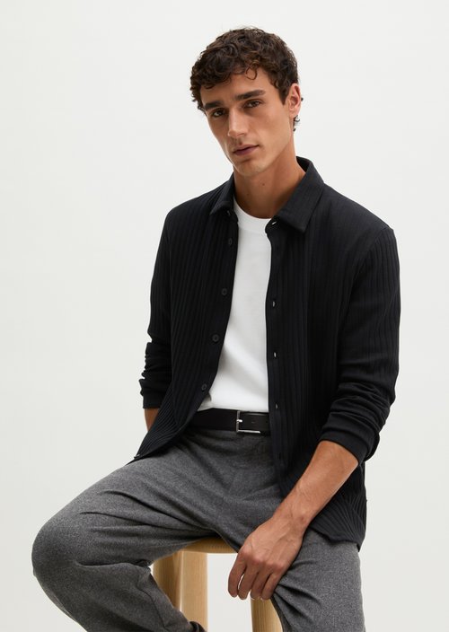 Regular-Fit Jersey Shirt — Black
