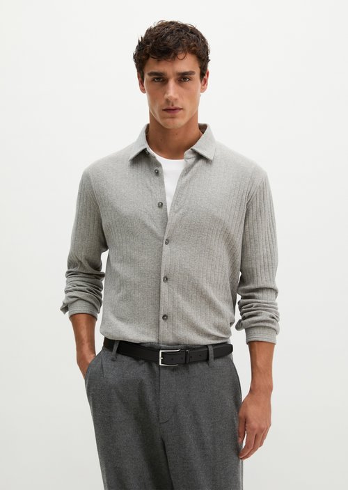 Regular-Fit Jersey Shirt — Medium Brown Melange