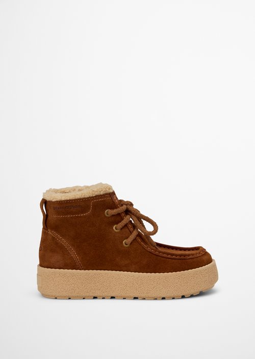 Ankle-high lace-up shoes, Model Pia — Cognac