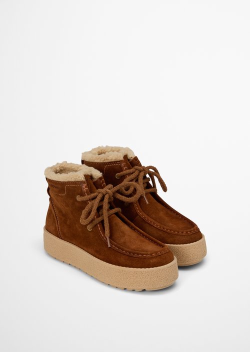 Ankle-high lace-up shoes, Model Pia — Cognac