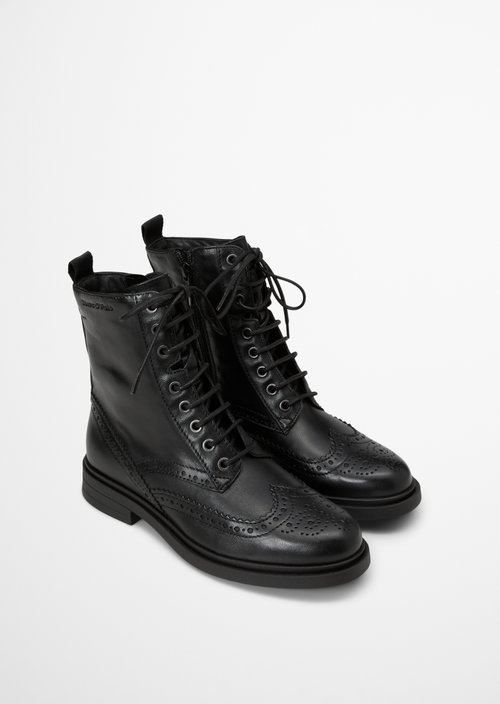 Paula Lace-Up Boots — Black