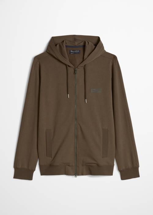 Kapuzen-Sweatjacke regular Dusty Olive in freigestellter Ansicht ohne Model