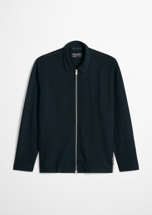 Regular-Fit Zipper Sweatshirt Jacket — Dark Navy