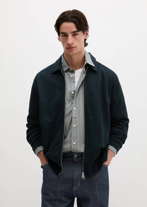Veste sweat à fermeture éclair, coupe régulière Dark Navy en vue de face