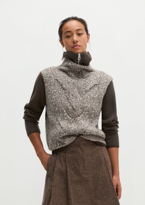 Relaxed-Fit Braided Knit Tank Top — Dark Brown