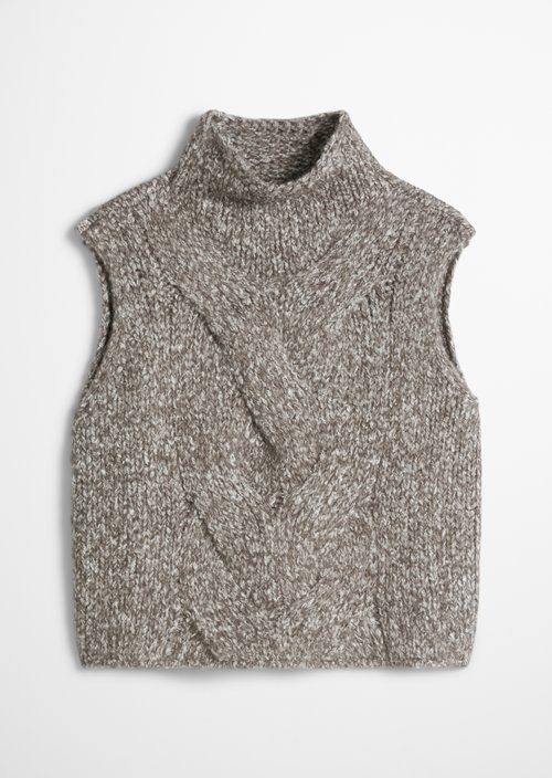 Relaxed-Fit Braided Knit Tank Top — Dark Brown