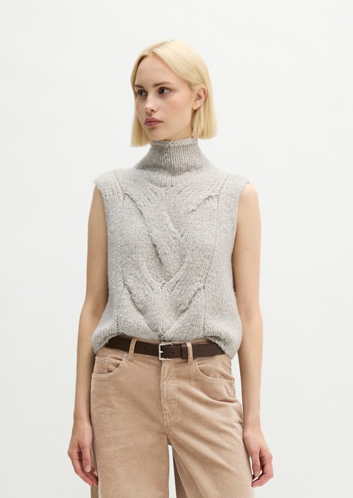 Relaxed-Fit Braided Knit Tank Top — Light Brown