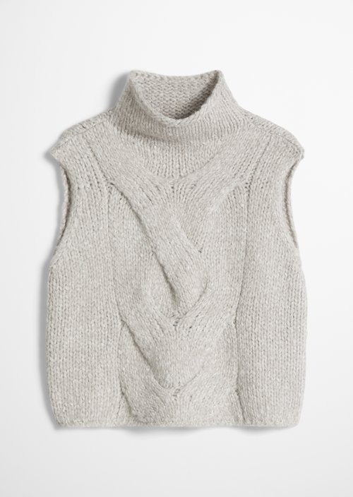 Relaxed-Fit Braided Knit Tank Top — Light Brown