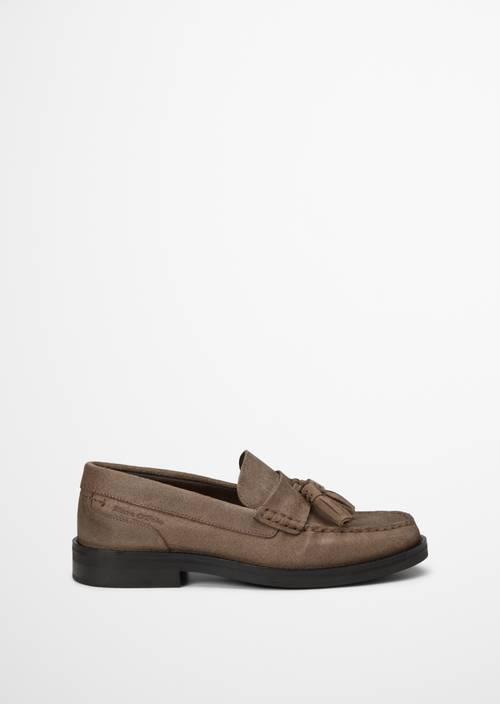 Mocassins modèle Michael Dark Taupe vue extérieure de la chaussure droite