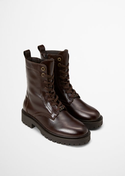 Phia Lace-Up Boots — Dark Brown