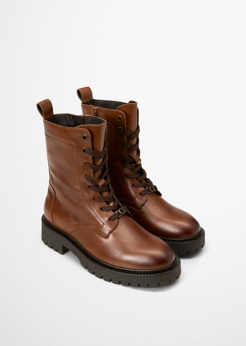 Phia Lace-Up Boots — Cognac