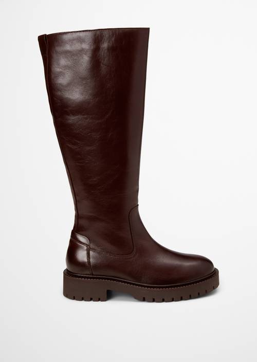 Langschaftstiefel Model Phia Dark Brown Ansicht rechter Schuh von außen