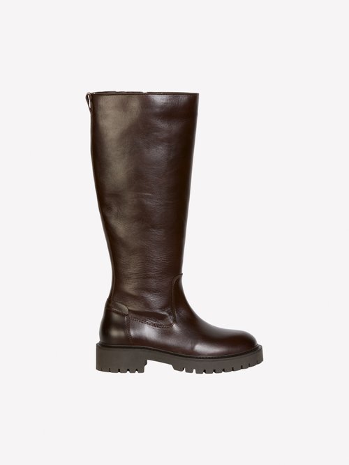 Phia Long-Shaft Boots — Dark Brown