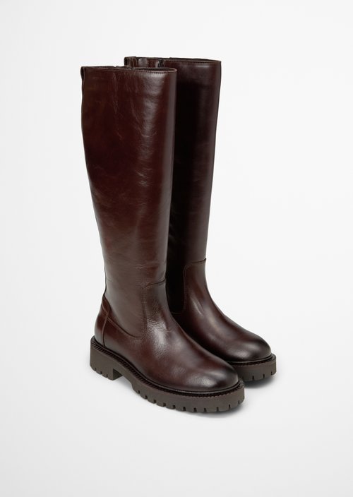 Phia Long-Shaft Boots — Dark Brown