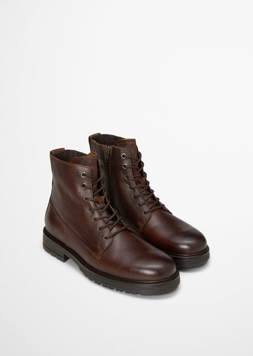 Rony Lace-Up Boots — Dark Cognac