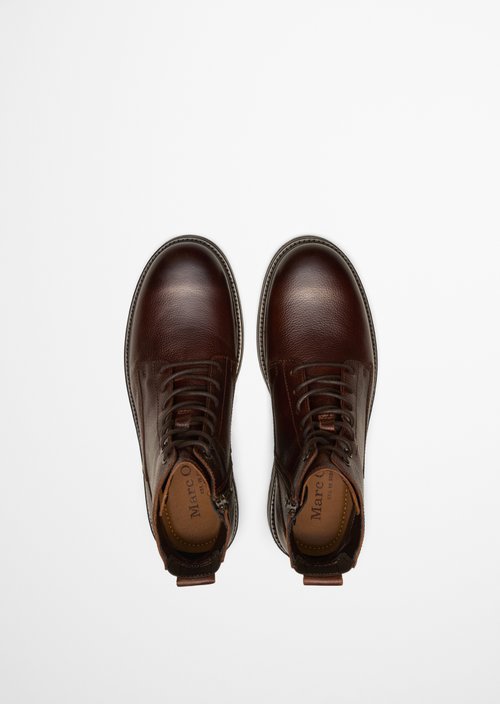 Rony Lace-Up Boots — Dark Cognac
