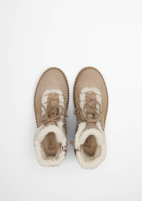 Bianca Lace-Up Boots Earthy Taupe in top view