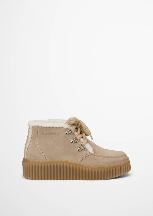 Ankle-High Lace-Up Shoes, Bianca Model Earthy Taupe right shoe outer view