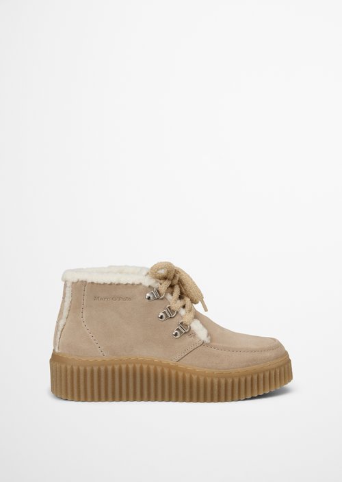 Ankle-High Lace-Up Shoes, Bianca Model — Earthy Taupe